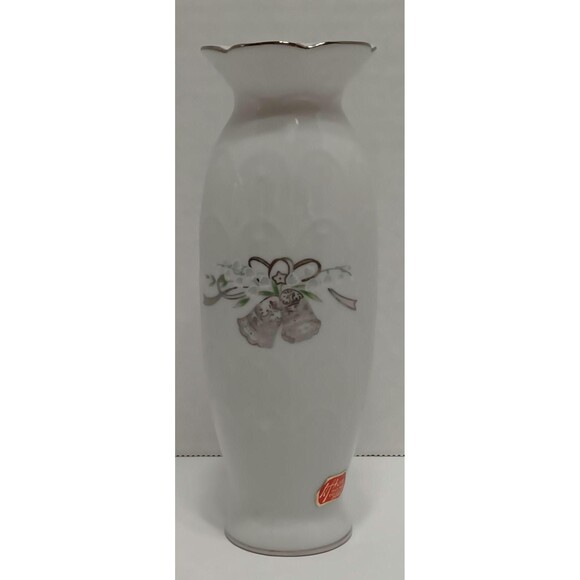 Vintage 1984 Lefton 25th Anniversary Vase Japan – Silver Trim Porcelain - Picture 2 of 5